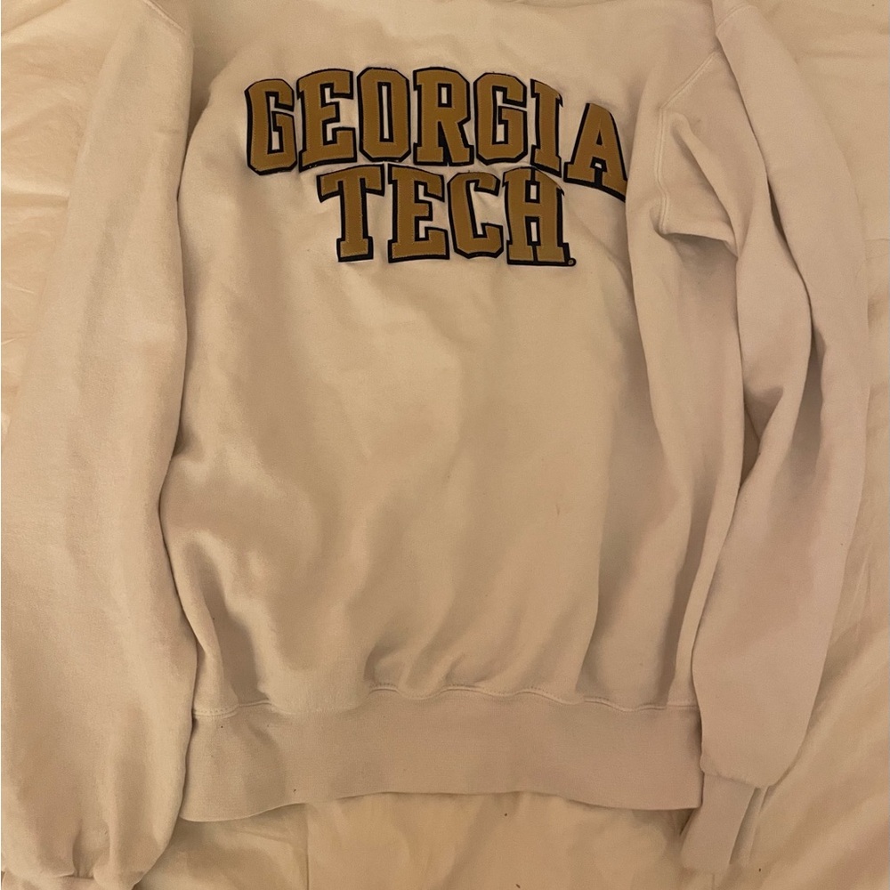 Champion White Georgia Tech Crewneck Sweater